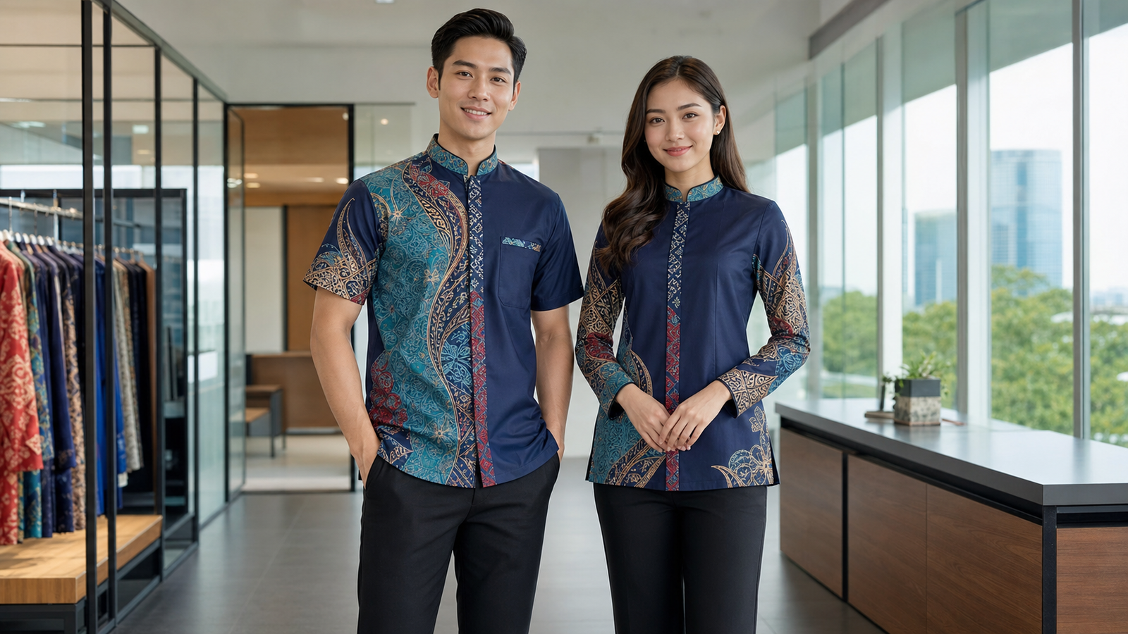 Mandarin Collared Shirts batik inspired sublimation uniform
