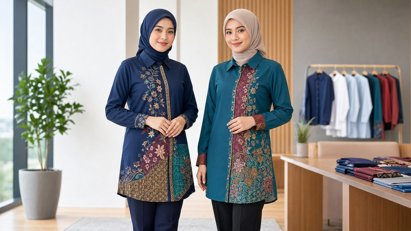 Muslimah Collared Shirt batik inspired sublimation uniform