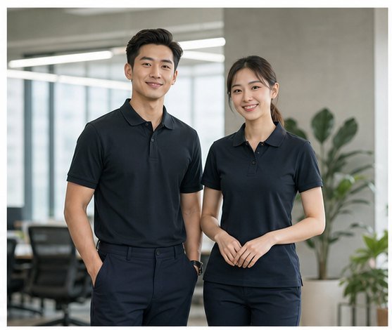 Malaysian team wearing custom corporate polo uniforms