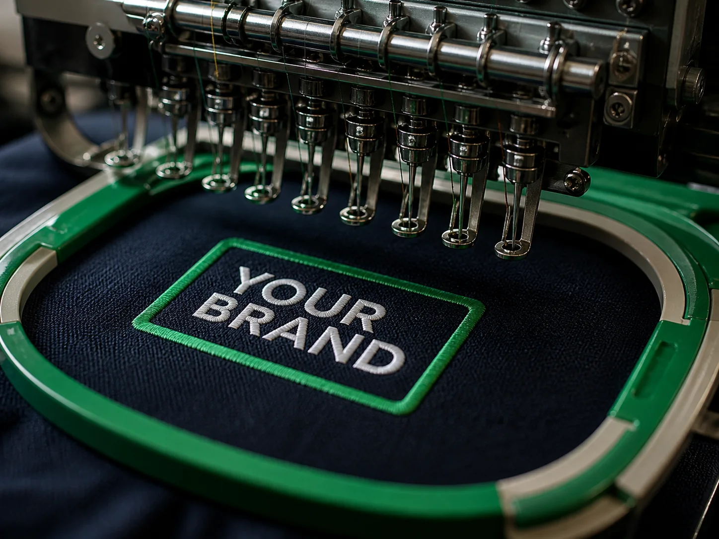 Embroidery machine stitching Your Brand logo