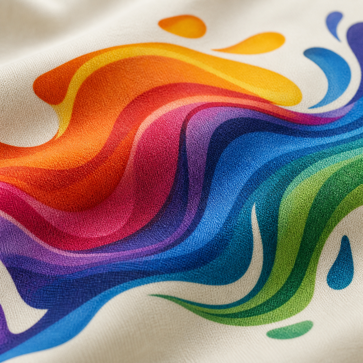 Close-up colourful DTF print detail